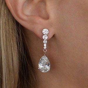 Pear-Shaped Cubic Zirconia Drop Earrings